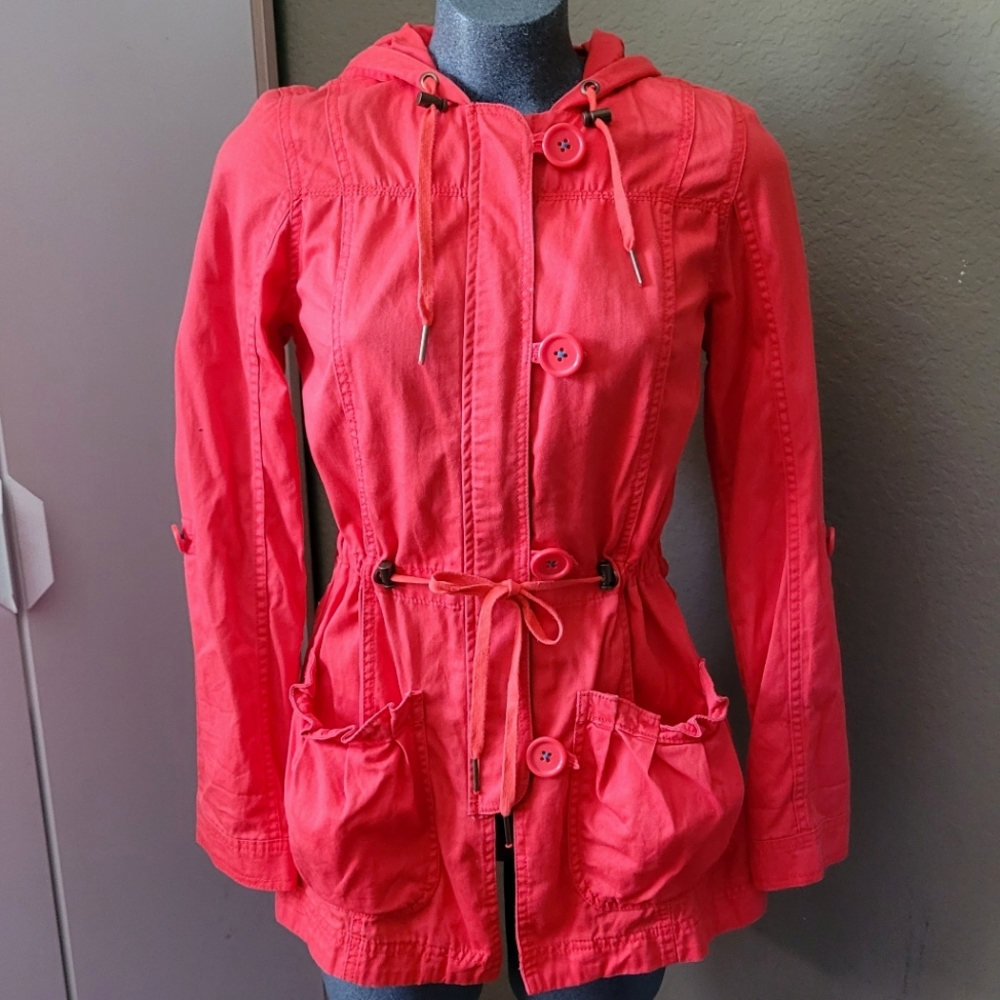 Mossimo Women's Pink Hooded Utility Jacket Size M